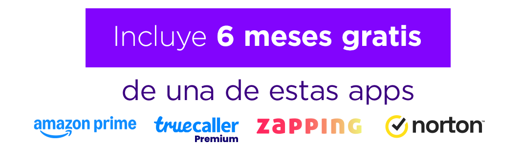 Incluye 6 meses gratis de una de las siguientes app, amazon prime, true caller, zapping, norton 